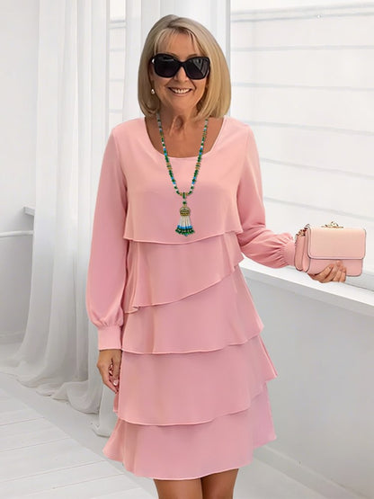 Damen schickes Rüschensommerkleid mit Langarm Stalluxe