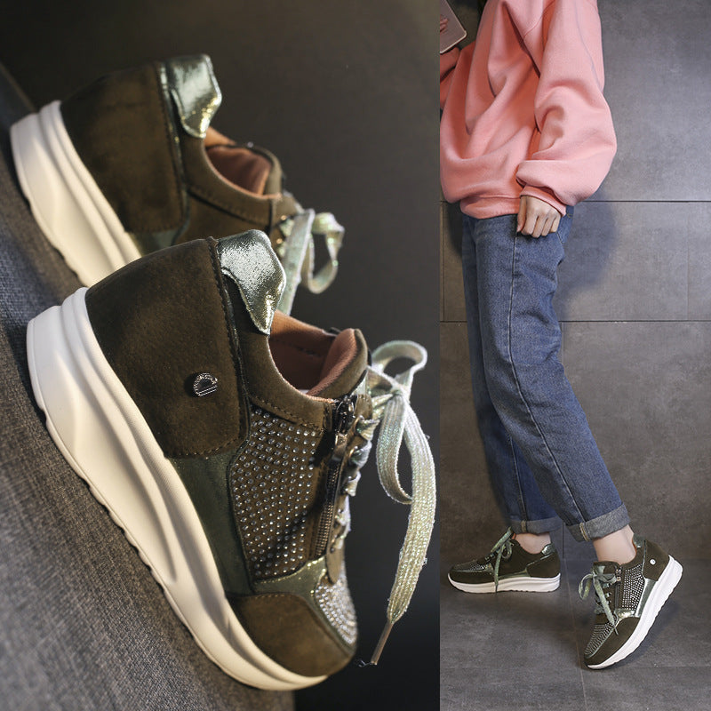 Damen modische Sneakers mit eleganten Glitzer-Akzenten und praktischem Reißverschluss Stalluxe