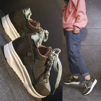 Damen modische Sneakers mit eleganten Glitzer-Akzenten und praktischem Reißverschluss Stalluxe