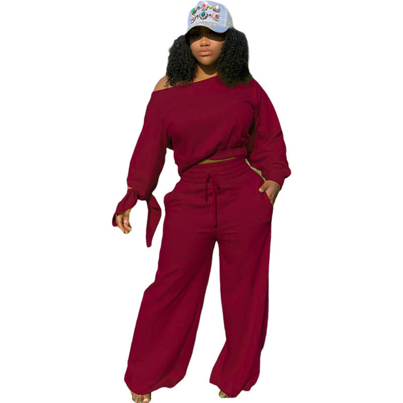 Damen lässiges Set aus weit geschnittenem Oberteil und Jogginghose mit flexibler Taille Stalluxe