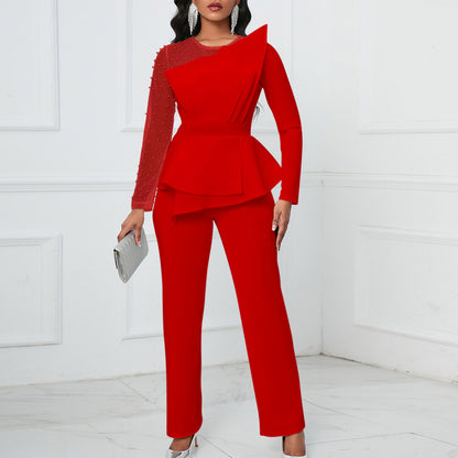 Damen Eleganter Overall mit asymmetrischem Design und raffiniertem Kragen Stalluxe