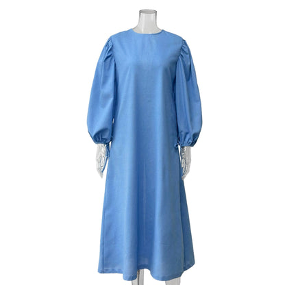 Damen Midikleid mit voluminösen Puffärmeln und elegantem Schnitt Stalluxe