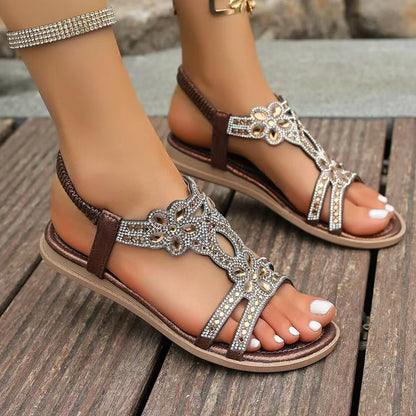 Damen Bunte Sandalen mit verzierten Riemen Stalluxe