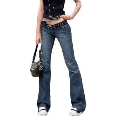 Damen lässige Flared Jeans im Retro-Stil mit hohem Bund Stalluxe