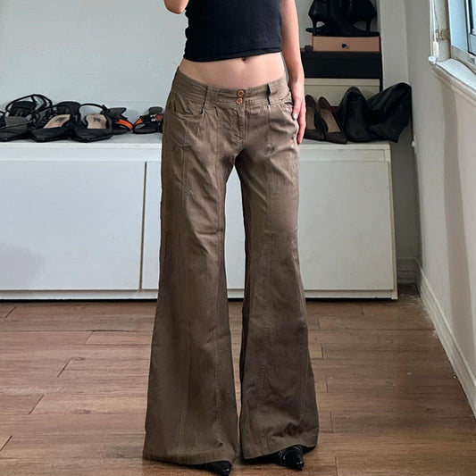 Damen weite Chinohose mit hohem Bund und modischem Schnitt Stalluxe