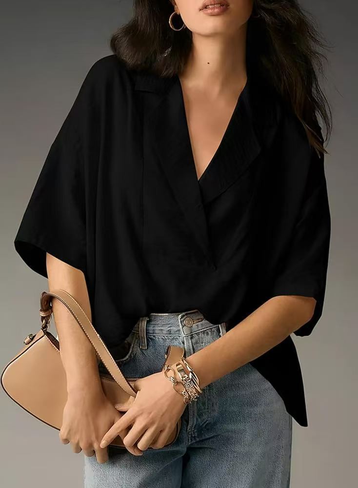 Damen Oversized Bluse mit modernem Kragen Stalluxe