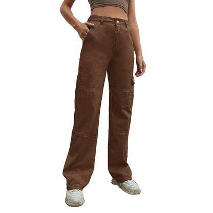 Damen Cargo-Hose mit hoher Taille und weitem Schnitt Stalluxe