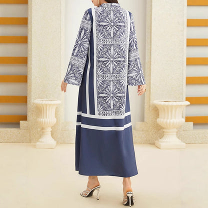 Damen Maxikleid mit elegantem Stehkragen und ausgestellten Ärmeln Stalluxe