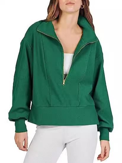 Damen Sportlicher Pullover mit Stehkragen und halbem Reißverschluss Stalluxe