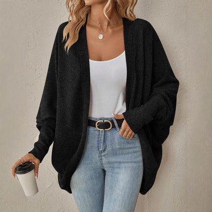 Damen lässige Strickjacke mit offenem Schnitt und modernem Texturmuster Stalluxe