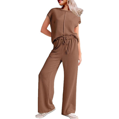 Damen Bequemer Jumpsuit mit weitem Bein und elastischem Bund Stalluxe