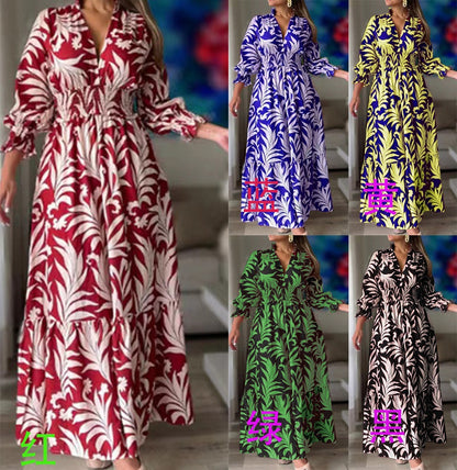 Damen Maxikleid mit voluminösen Ärmeln und floralem Druck Stalluxe