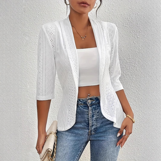 Damen Elegante Blazerjacke mit perforiertem Design und tailliertem Schnitt Stalluxe