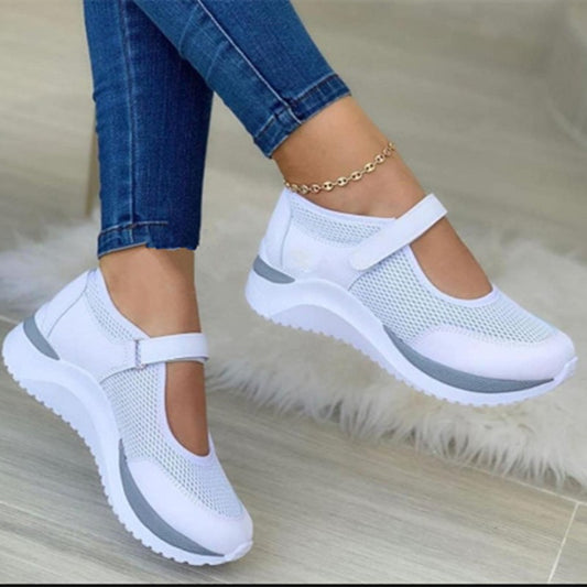 Damen atmungsaktive Sneaker mit Klettverschluss und dämpfender Sohle Stalluxe