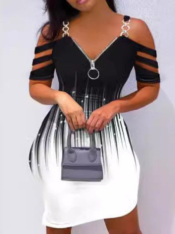 Damen figurbetontes Kleid mit Off-Shoulder und Reißverschluss Stalluxe