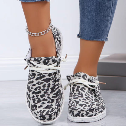 Damen Sneaker mit modischem Animal-Print und elastischen Schnürsenkeln Stalluxe
