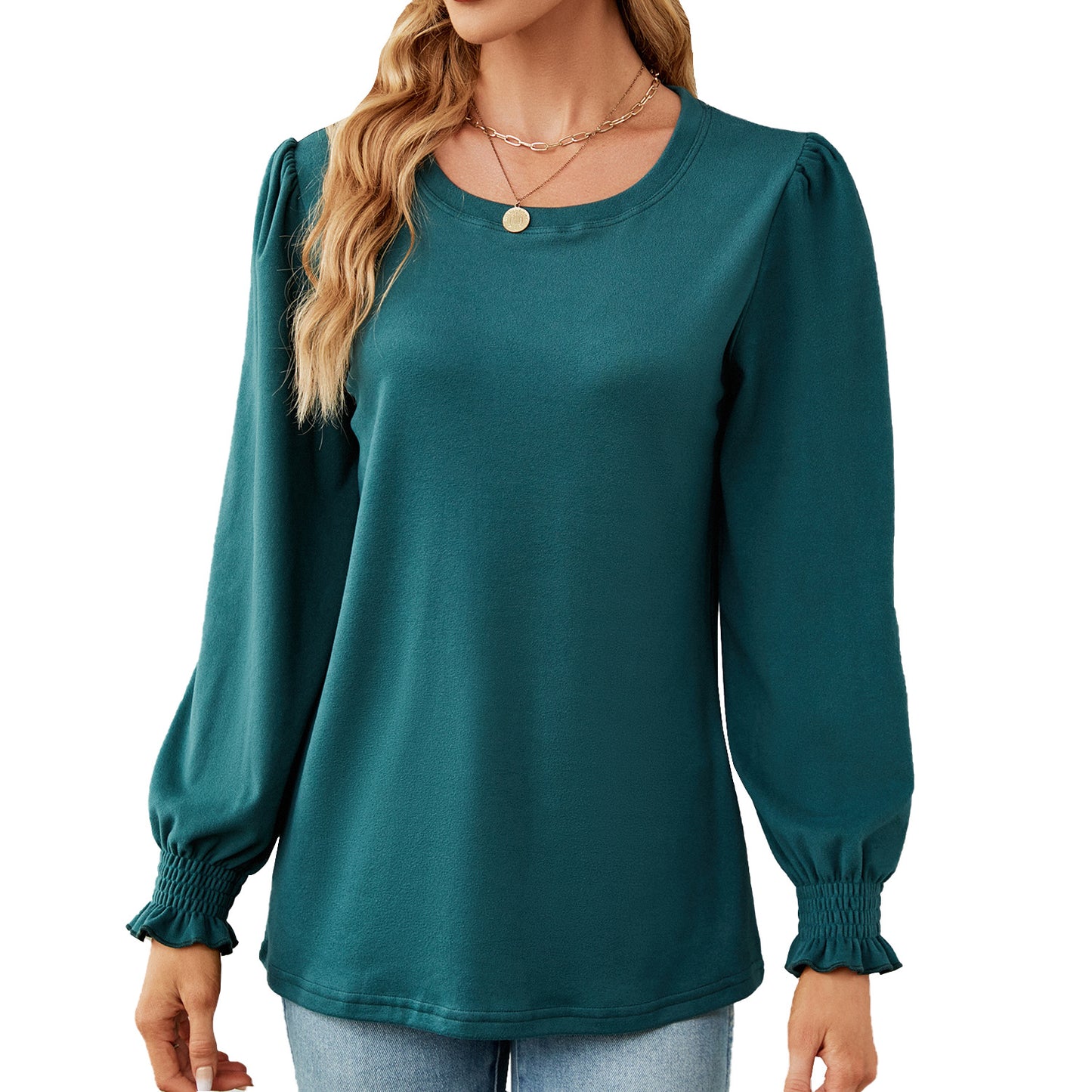 Damen Pullover mit Puffärmeln und elastischen Bündchen Stalluxe