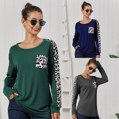 Damen Modischer Langarmshirt mit Leoparden-Applikationen Stalluxe
