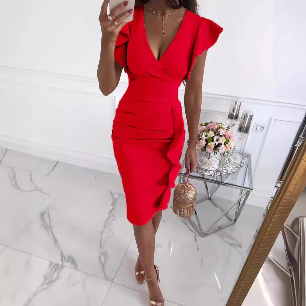 Damen Wickelkleid mit Rüschen Stalluxe