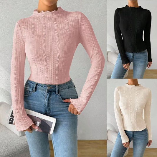Damen Elegantes Langarmshirt mit strukturiertem Design und Rüschen Stalluxe
