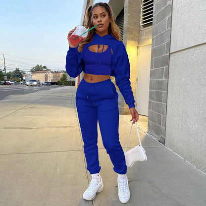 Damen Sportlicher Zweiteiler mit cropped Hoodie und bequemen Jogginghosen Stalluxe
