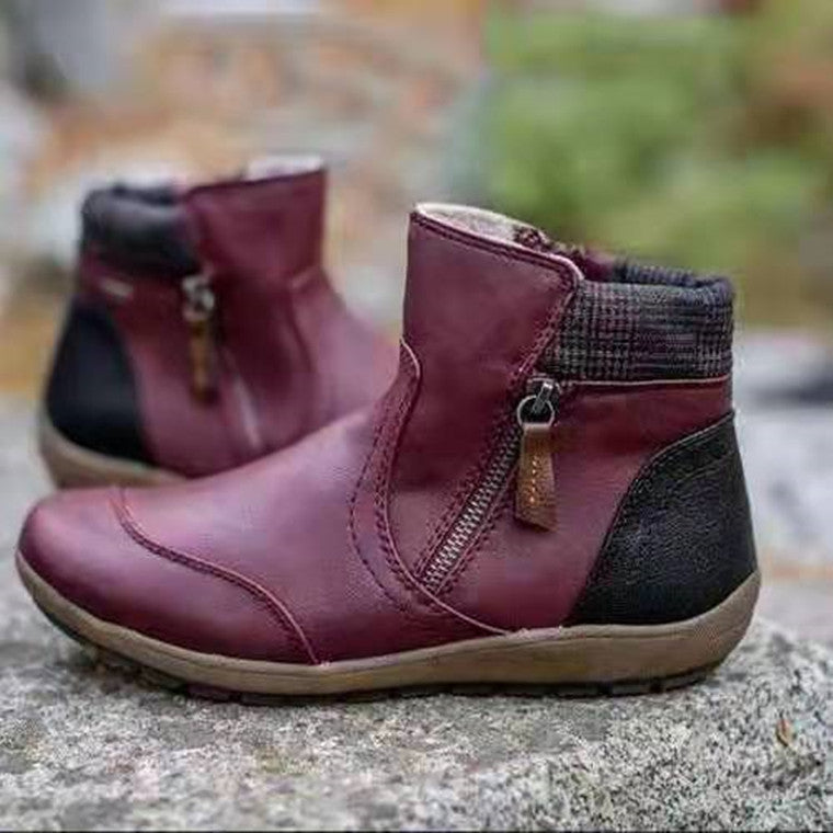 Damen City Boots aus wasserdichtem Leder mit warmer Fütterung Stalluxe Weinrot