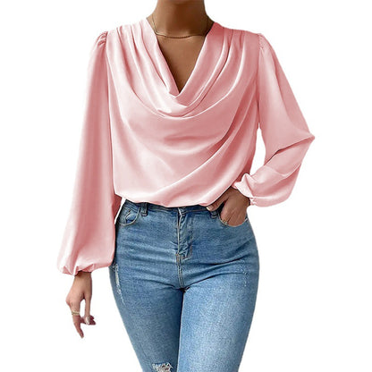 Damen elegante Bluse mit Drapierung Stalluxe
