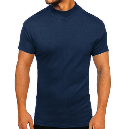 Herren modernes Kurzarm-T-Shirt mit stehendem Kragen und strukturiertem Design Stalluxe