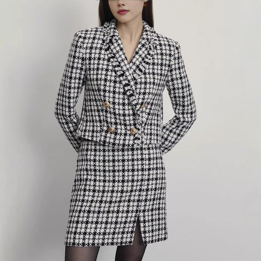 Damen Doppeltfältiger Blazer mit integriertem Rock Stalluxe