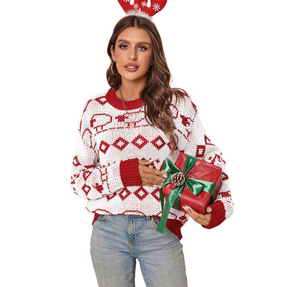 Damen Strickpullover mit festlichem Muster und Rundhalsausschnitt Stalluxe