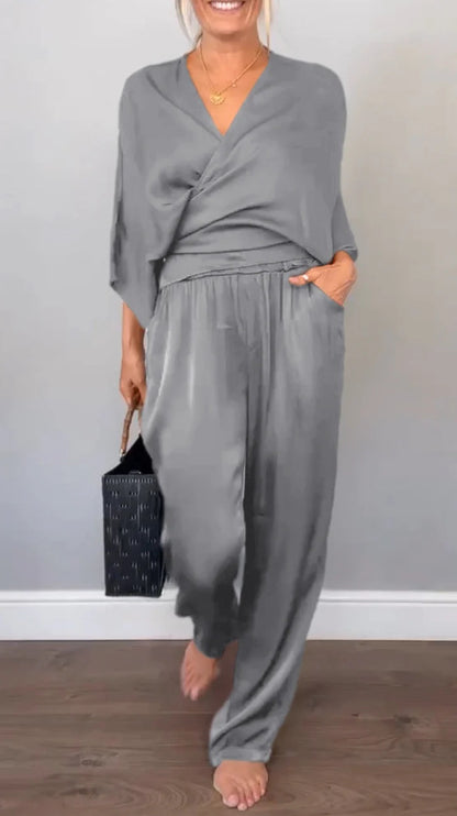 Damen elegantes und bequemes Satin-Hosenanzug Stalluxe