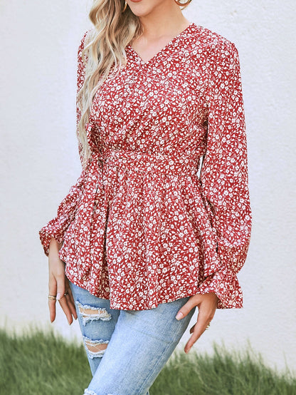 Damen Ausgestellt Bluse mit floralem Design und Rüschendetails Stalluxe