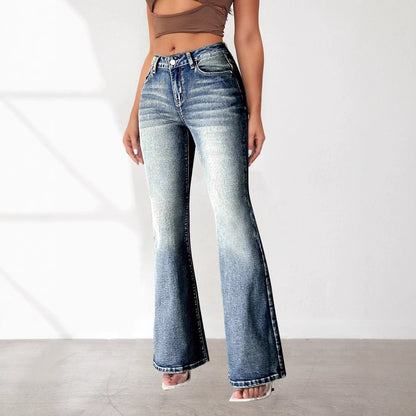 Damen Bootcut Jeans mit hohem Bund und modischen Waschungen Stalluxe