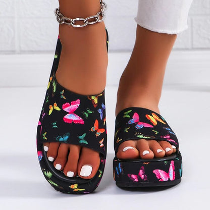 Damen Plattform-Sandalen mit buntem Schmetterlingsdesign Stalluxe