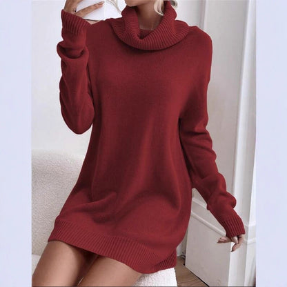 Damen Knitdress mit hohem Kragen und Oversized-Schnitt Stalluxe