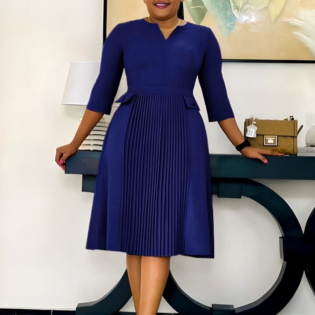 Damen Elegantes Midikleid mit Faltenwurf Stalluxe