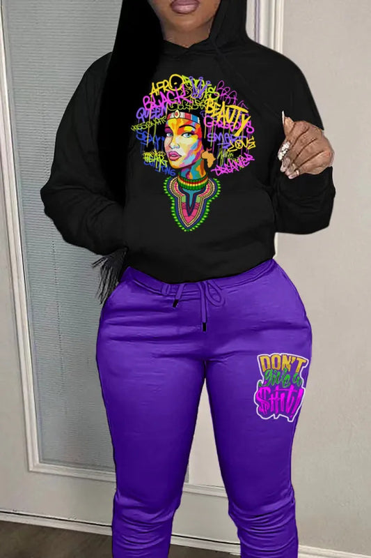 Damen Stadium Hoodie und Jogginghose Set mit buntem Grafiken Stalluxe