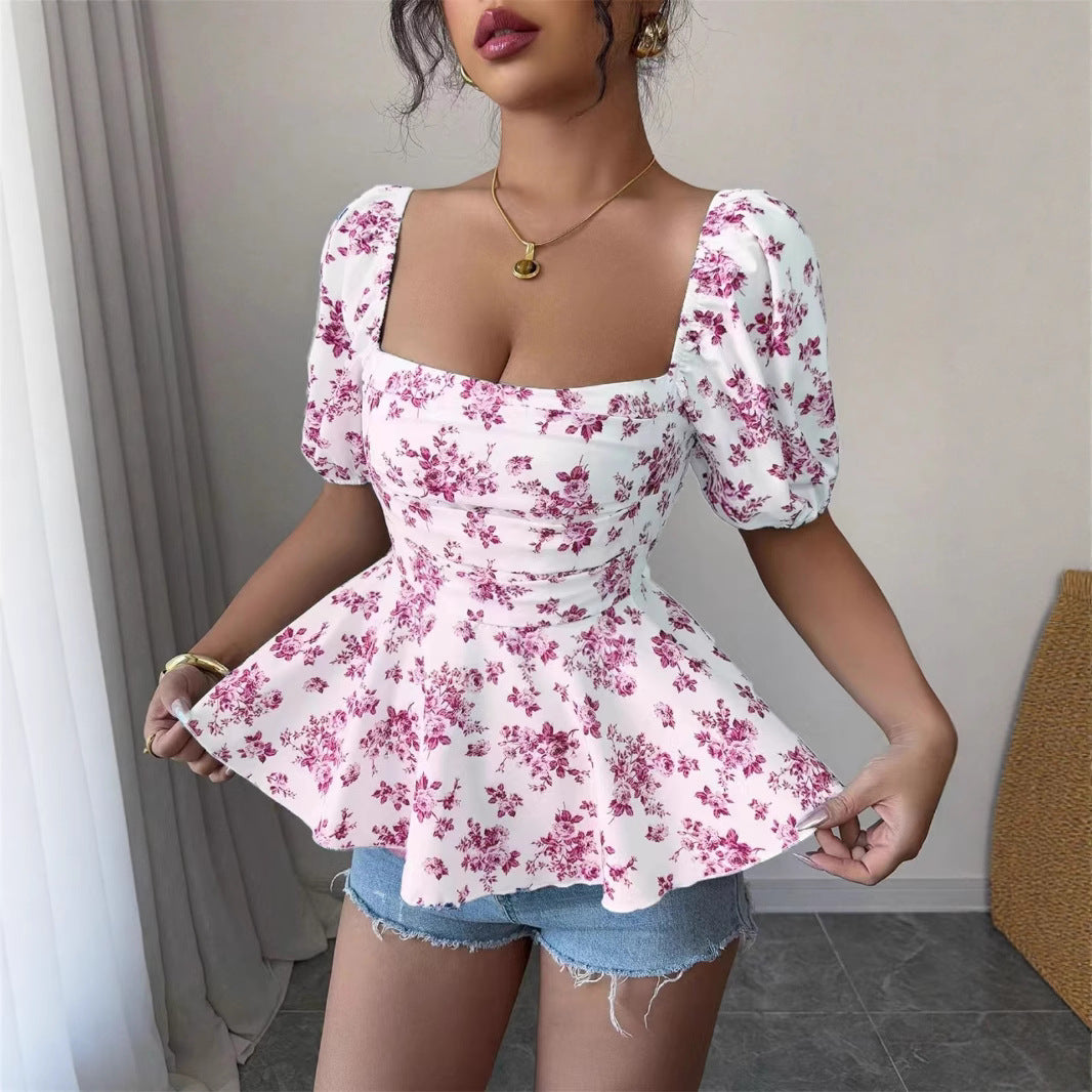 Damen Bluse mit Volant und floralem Design Stalluxe