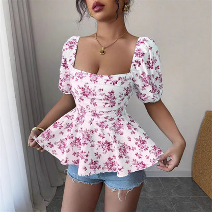 Damen Bluse mit Volant und floralem Design Stalluxe