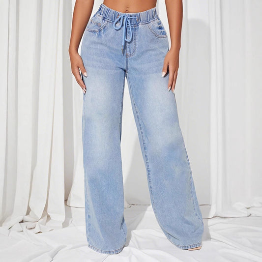 Damen Loose-Fit Jeans mit elastischem Bund und Kordelzug Stalluxe