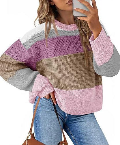 Damen Grobstrickpullover mit Farbblockdesign und oversized Schnitt Stalluxe