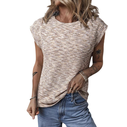 Women's Textured Short Sleeve Crew Neck Top Stalluxe