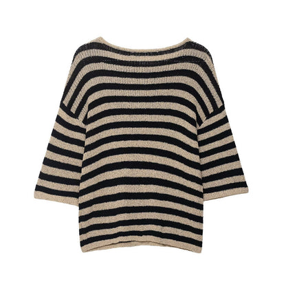 Damen lässiger Strickpullover mit breiten Streifen und weichem Material Stalluxe