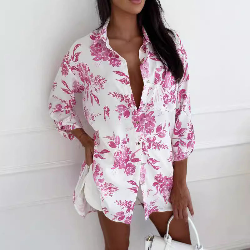 Damen Bluse mit floralem Design und eleganten Knopfdetails Stalluxe