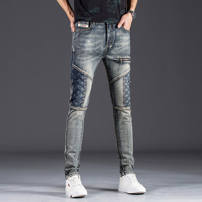 Herren modische Slim Fit Jeans mit kreativen Designelementen und einzigartigen Nähten Stalluxe