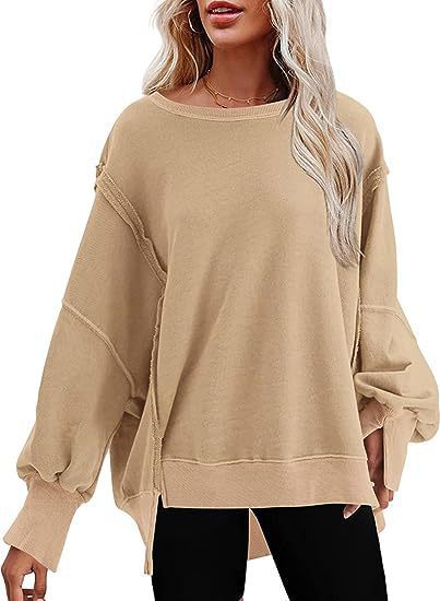 Damen Oversize Sweatshirt mit ballonartigen Ärmeln Stalluxe Aprikose