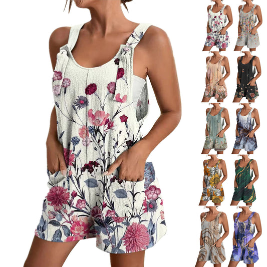 Damen lässiger Overall mit floralem Design und praktischen Taschen Stalluxe