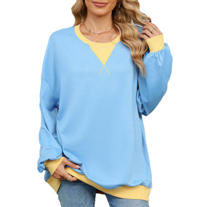 Damen lässiges Oversized Sweatshirt mit modernem V-Ausschnitt und eleganten Ärmelbündchen Stalluxe