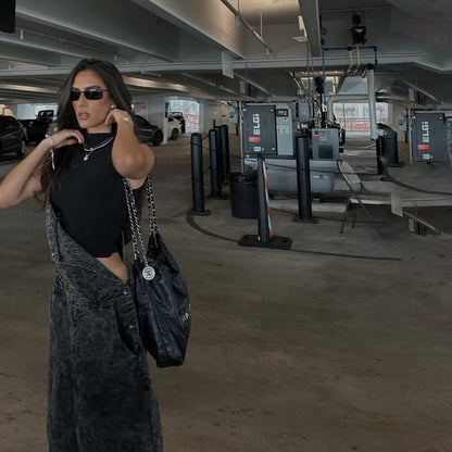 Damen Lässige Latzhose aus Denim mit entspanntem Schnitt Stalluxe