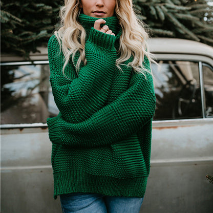 Damen Grobstrickpullover mit hohem Kragen und lässiger Passform Stalluxe